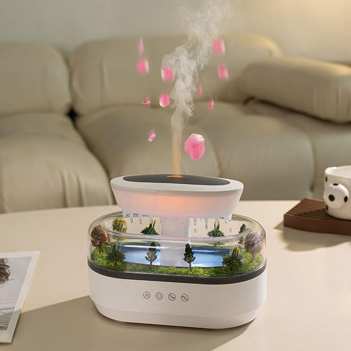 Musical Rain Drops Aroma Diffuser Humidifier for Home (with Inbuilt Soothing Music, Multi-Colour LED, 6 Inches Height, 250ml Tank)