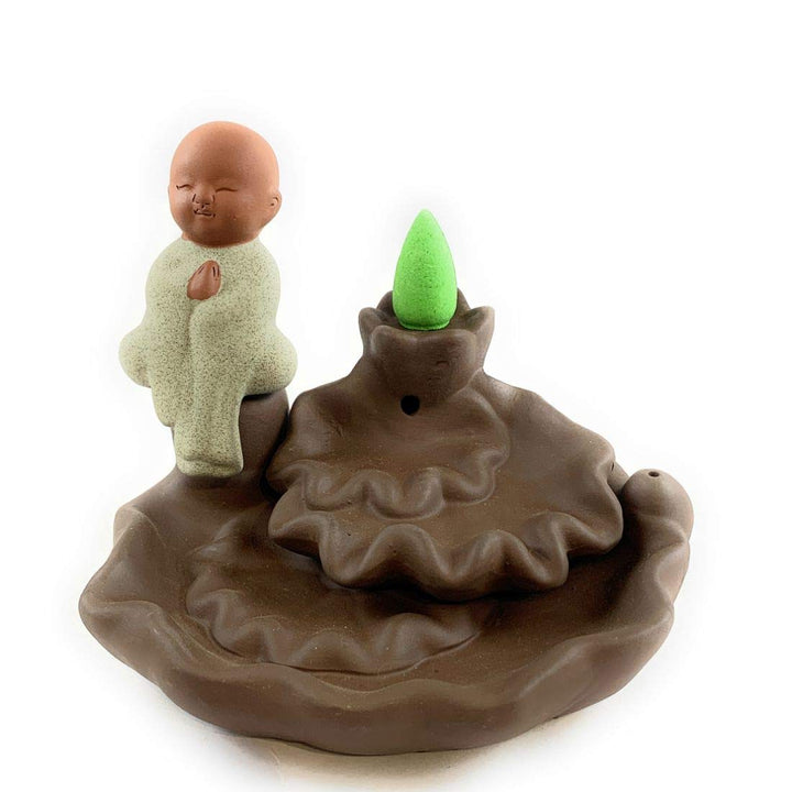 Ceramic Smoke Fountain (11 x 12 x 8 cm, Brown) - Kalesh Monk