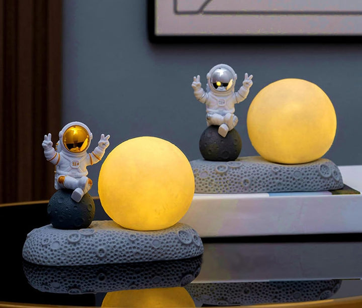 Universe Planet Astronaut Night Light Spaceman Sculpture Bedside Table Lamp Moon Spaceman Lamps for Home Bedroom Decor Kids Gift - Kalesh Monk