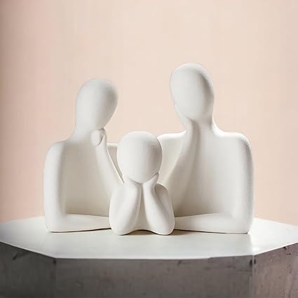 Couple Family Statue | Ceramic Thinker Sculpture | Home Decor Items for Living Room - Kalesh Monk