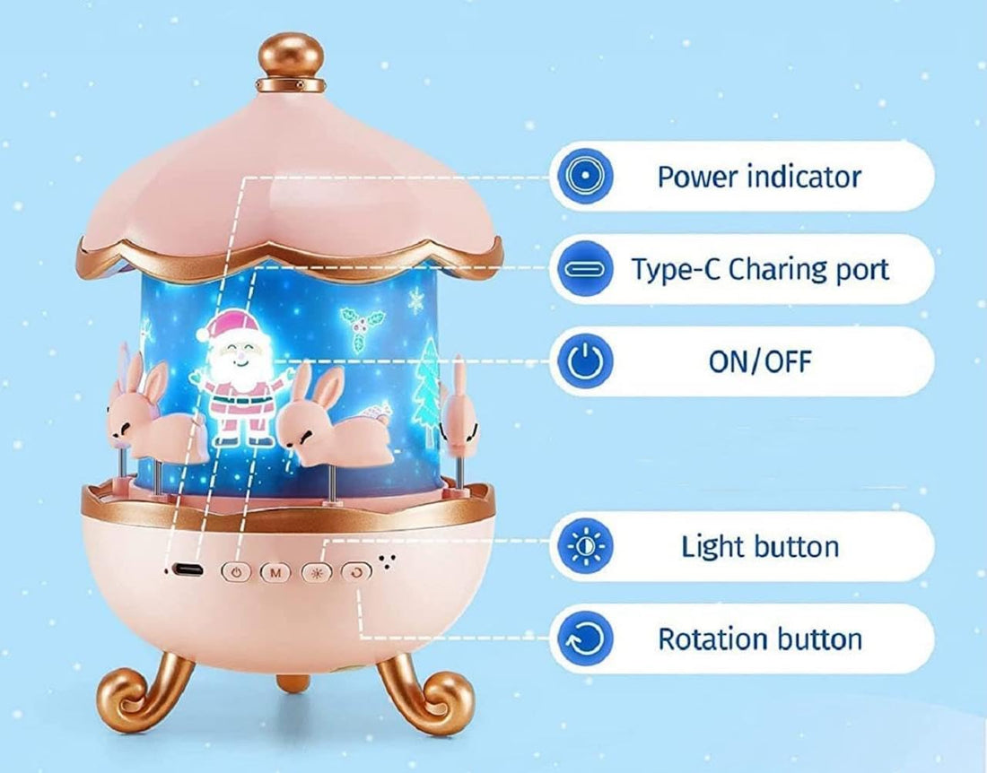Bunny Night Light Cabin Projector Lamp 360° Rotatable LED Night Lamp for Kids Room Decor, Kids Night Lights for Girls Bedroom Film Shade, Star Projector, USB Powered Birthday Gift for Kids