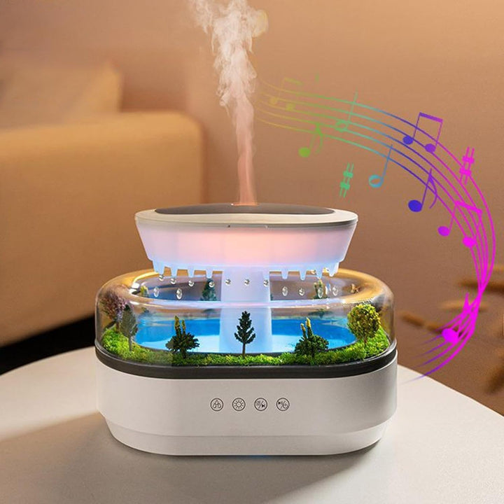 Musical Rain Drops Aroma Diffuser Humidifier for Home (with Inbuilt Soothing Music, Multi-Colour LED, 6 Inches Height, 250ml Tank)