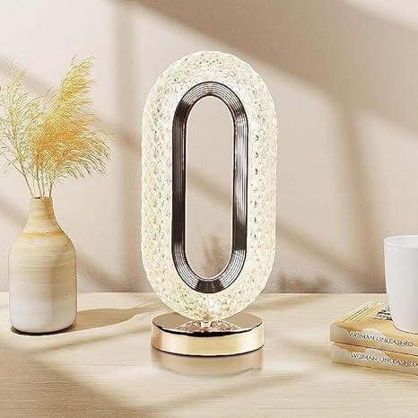 Oval Crystal Stand Night Lamp | LED Touch Night Lamp | Decorative for Desk and Table - Kalesh Monk