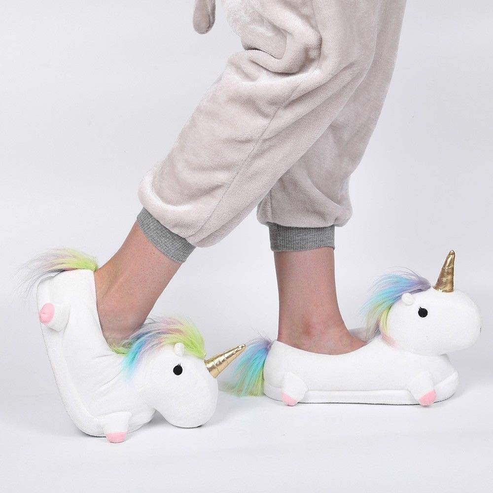 Cute Cartoon Unicorn Slippers, Fluffy Plush Warm Comfortable Lounge Shoes, Soft Cozy Plush House Shoes For Women - Kalesh Monk