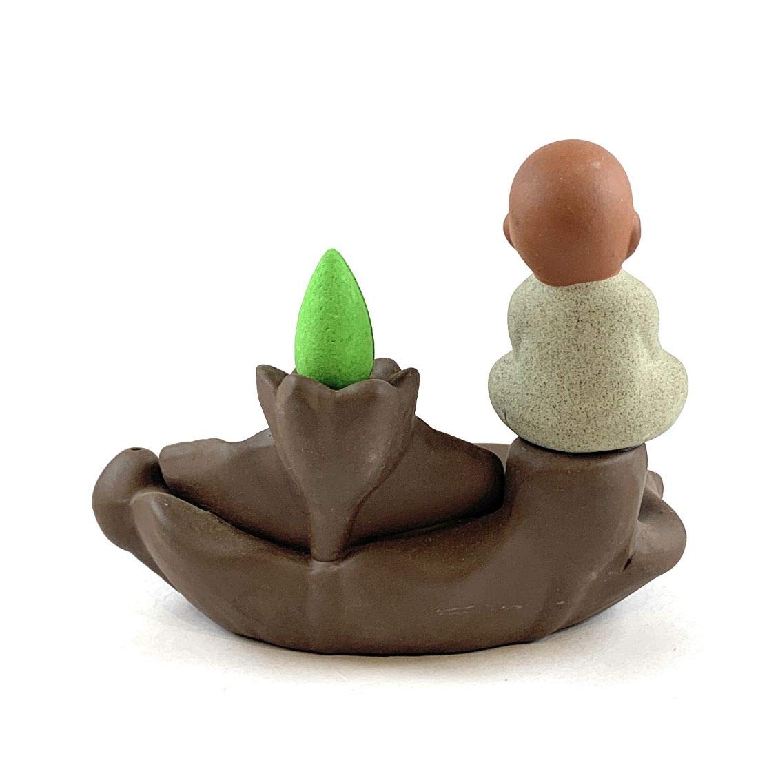 Ceramic Smoke Fountain (11 x 12 x 8 cm, Brown) - Kalesh Monk