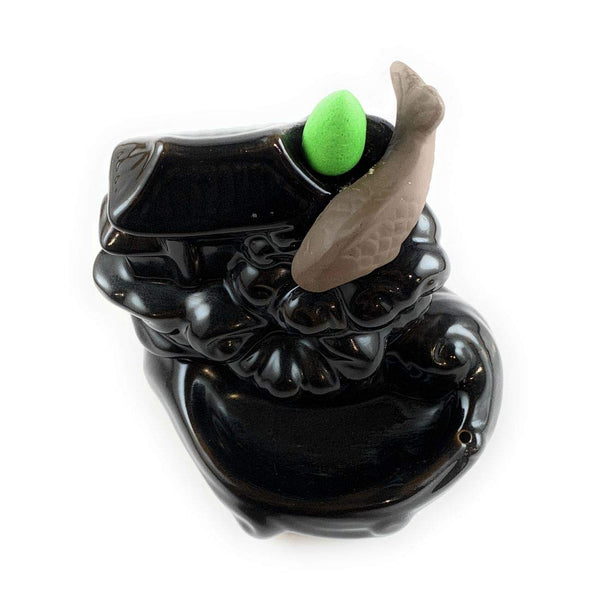 Fish Design Fountain Smoke Backflow Burner With 100 Cones - Kalesh Monk