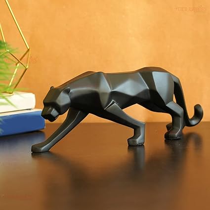 Decorative Black Jaguar Panther Statue Showpiece Leopard Resin Animal Sculpture Decorative Showpiece - Kalesh Monk