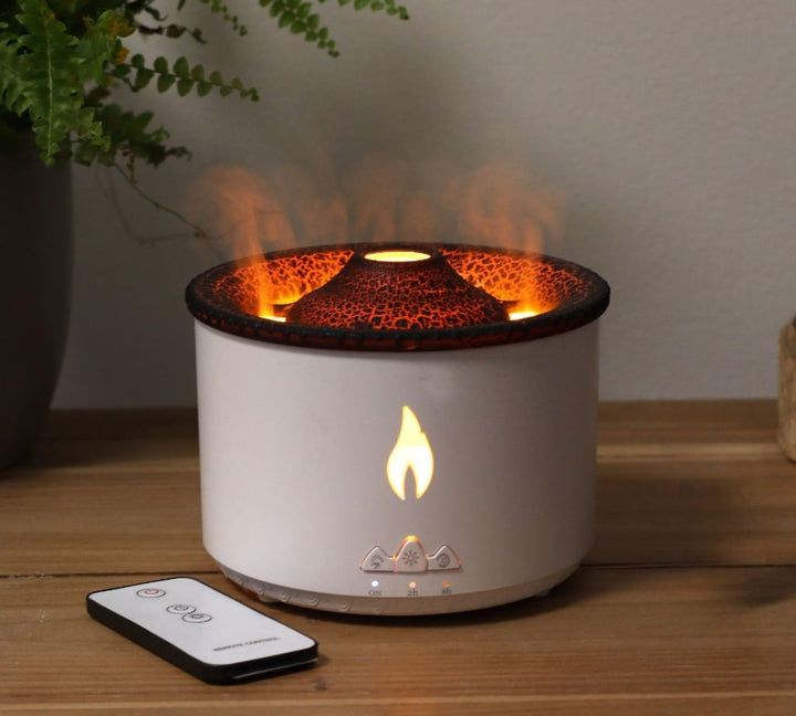 Volcano Flame Aromatherapy Humidifier for Home | with Dual Colour Flame Orange & Ice Blue | Ultrasonic Essential Oil Aroma Diffuser