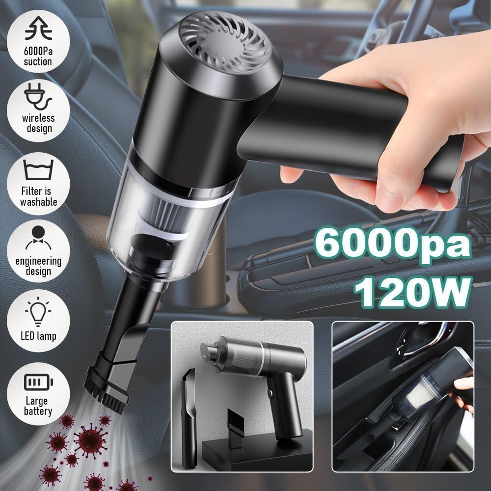 3-in-1 Portable Vacuum Cleaner with Blower | Wireless Handheld Cleaner for Car & Camping Use
