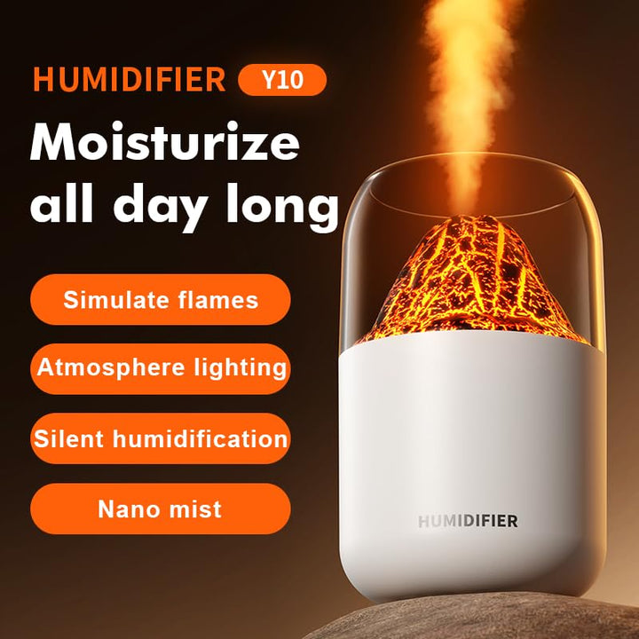 Portable Mini Volcano Humidifier, 300ml Small Cool Mist Humidifier, USB Personal Desktop Humidifier for Baby Bedroom Travel Office Home
