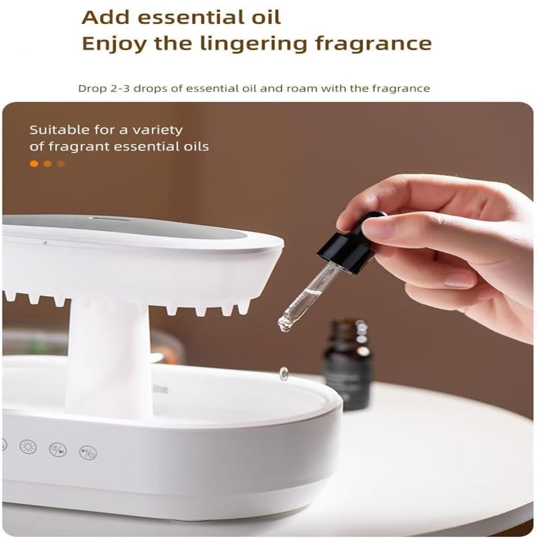 Musical Rain Drops Aroma Diffuser Humidifier for Home (with Inbuilt Soothing Music, Multi-Colour LED, 6 Inches Height, 250ml Tank)