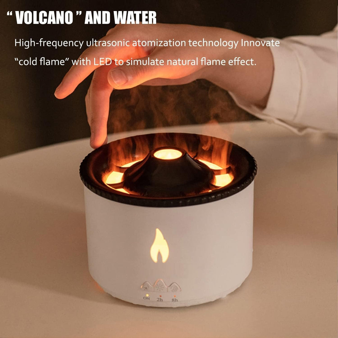 Volcano Flame Aromatherapy Humidifier for Home | with Dual Colour Flame Orange & Ice Blue | Ultrasonic Essential Oil Aroma Diffuser