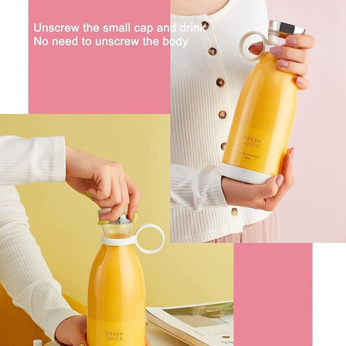 Traveller Portable Blender 2.0 – USB Rechargeable Personal Smoothie & Protein Shake Maker | Mini Juicer for Gym, Travel, Office & Home Use (400ml, BPA-Free) - Kalesh Monk
