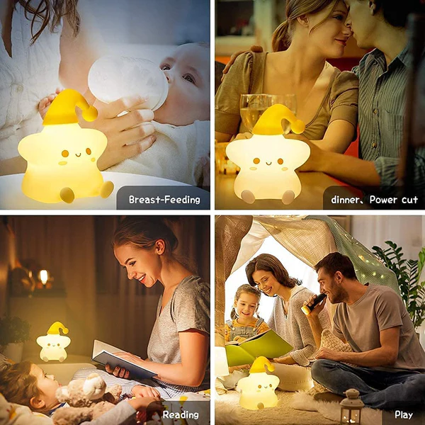Creative Star Night Light Cartoon Soft Lamp Children Bedroom Bedside Night Light Cute Child Graduation Gifts Home Decoration - Kalesh Monk