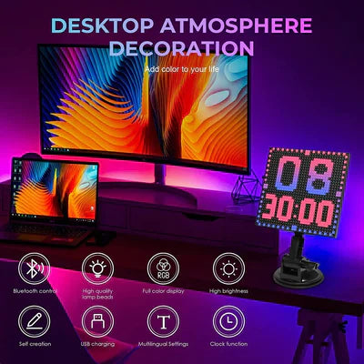 Smart Screen Display Frame, Car Rear Window LED Screen Light, Pattern Animation Scrolling Programmable LED Light , LED Screen, Portable Car Dashboard Screen , App control led Display Screen - Kalesh Monk
