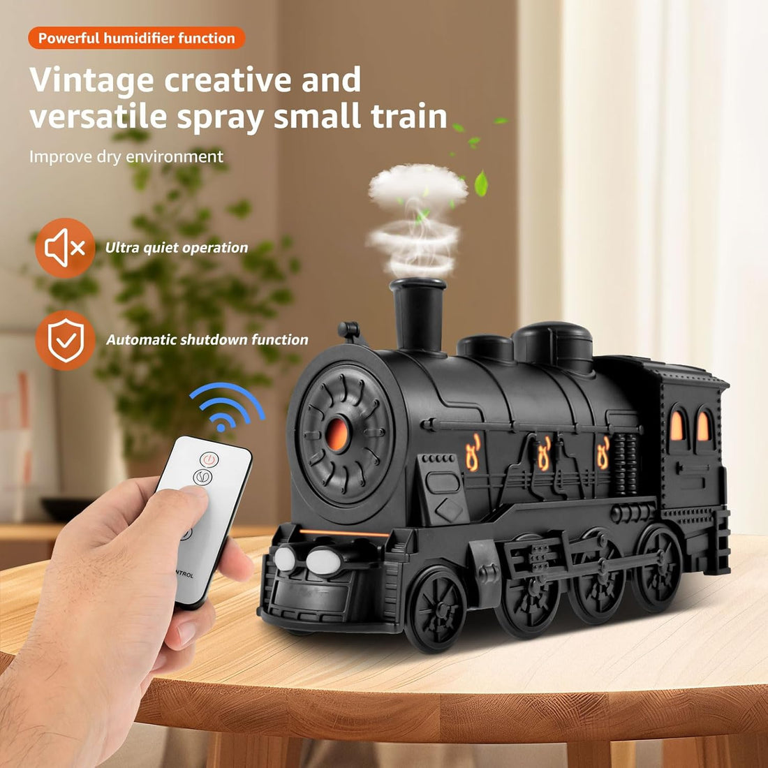 Essential Oil Diffuser, Steam Train Essential Oil Diffuser, 300 ml Retro Train Humidifier