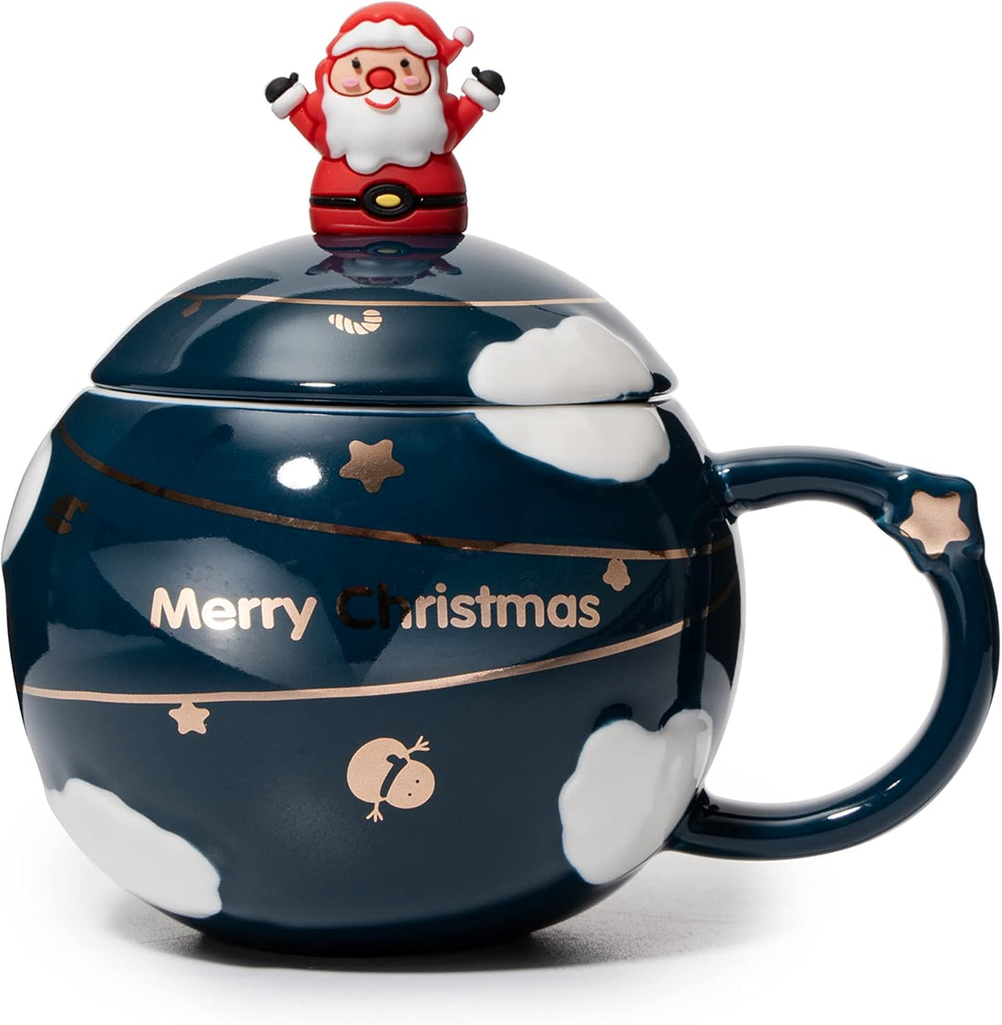 Christmas Mug for Kids with Santa Claus, Large Festive Happy Spehre Santa Spoon - Kalesh Monk