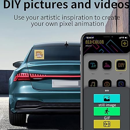Smart Screen Display Frame, Car Rear Window LED Screen Light, Pattern Animation Scrolling Programmable LED Light , LED Screen, Portable Car Dashboard Screen , App control led Display Screen - Kalesh Monk