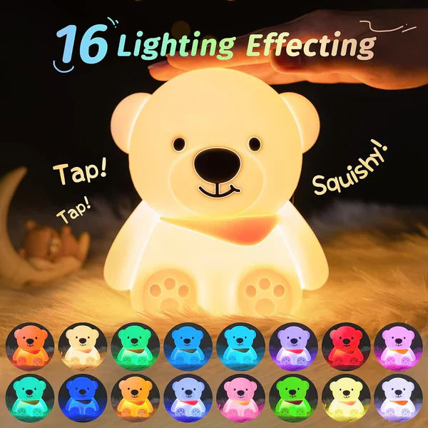 Bear Night Light for Kids,16 Colour Changing Baby Night Light - Kalesh Monk