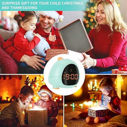 Cute Dinosaur Alarm Clock with USB Charging Port, 2 Alarms Loud LED Display, Snooze Function, Desk Clock Adjustable Ringtone Timed Reminder Dual Alarms, Snooze, Digital Display, Nap Timer, 8 Levels Adjustable Volume for Kids - Kalesh Monk