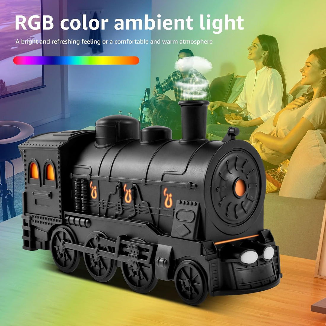 Essential Oil Diffuser, Steam Train Essential Oil Diffuser, 300 ml Retro Train Humidifier