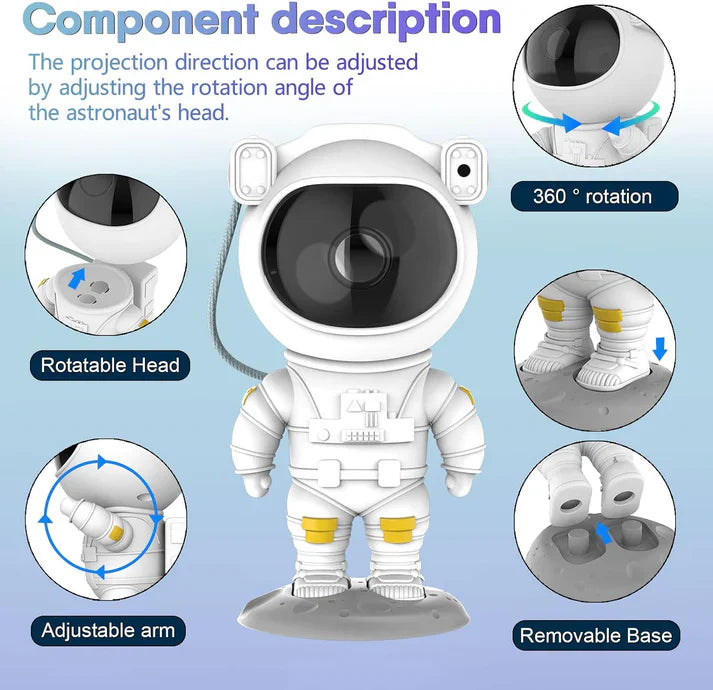 Starry Night Light Astronaut Projector Star Projector Galaxy Night Light - Astronaut Starry Nebula Ceiling LED Lamp, Gift for Kids or Adults, for Bedroom, for Christmas, Birthdays. - Kalesh Monk