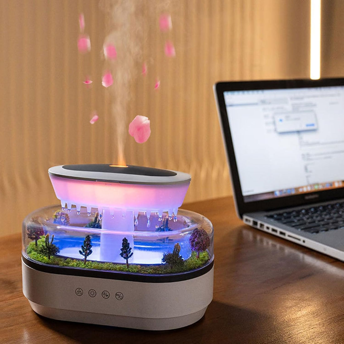 Musical Rain Drops Aroma Diffuser Humidifier for Home (with Inbuilt Soothing Music, Multi-Colour LED, 6 Inches Height, 250ml Tank)