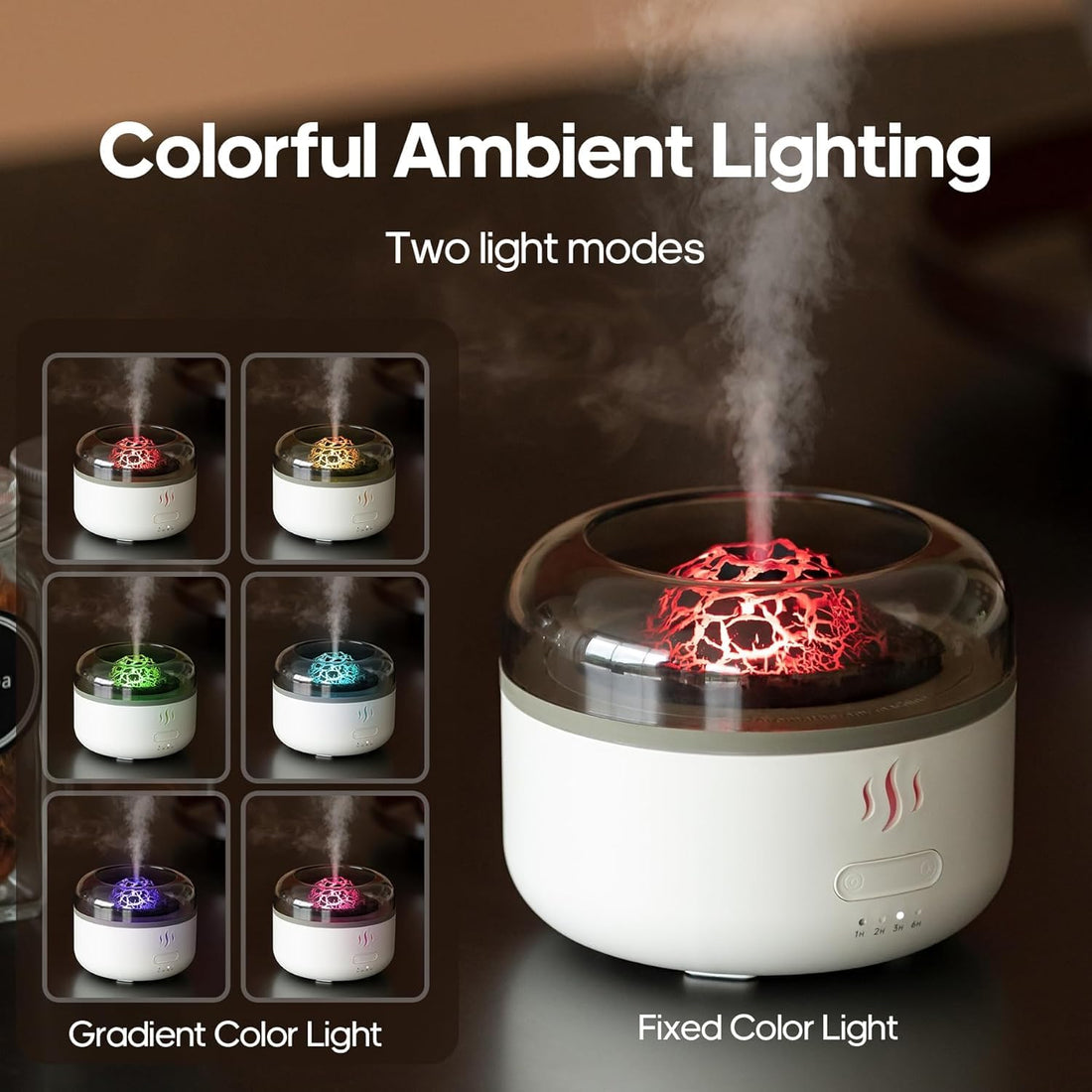 Volcano Flame Aromatherapy Humidifier for Home | Ultrasonic Essential Oil Aroma Diffuser