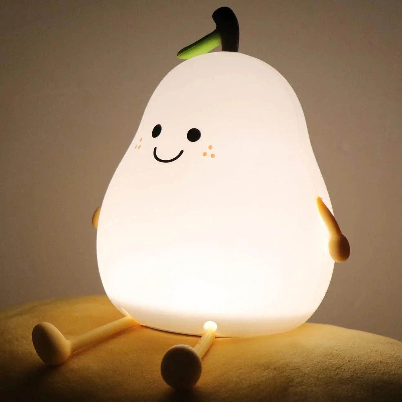 Silicone Pear LED Night light Lamp, Cute Funny Fruit Led Night Light with Legs, 7 Color Changing Light for Bedroom Gift for Christmas,  Halloween Party.