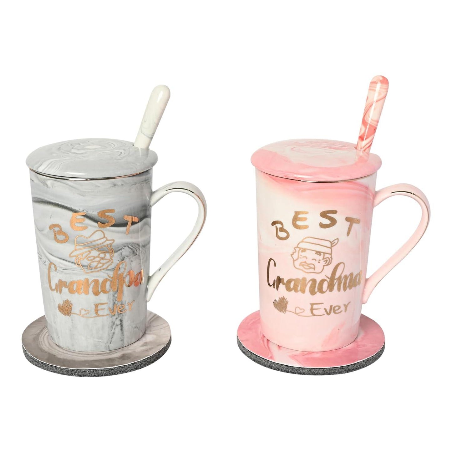 Best Grandpa & Grandma Ever Coffee Mug Set (Ceramic), 400ML