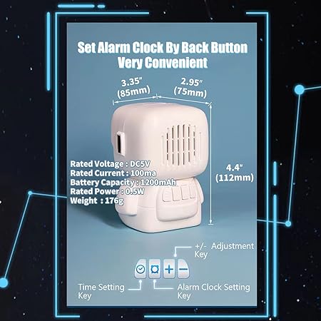 Astronaut Cute Emotions Digital Alarm Clock, Kids LED Electronic Clock Snooze Mode, Loud Volume Timer Clock For Children - Kalesh Monk