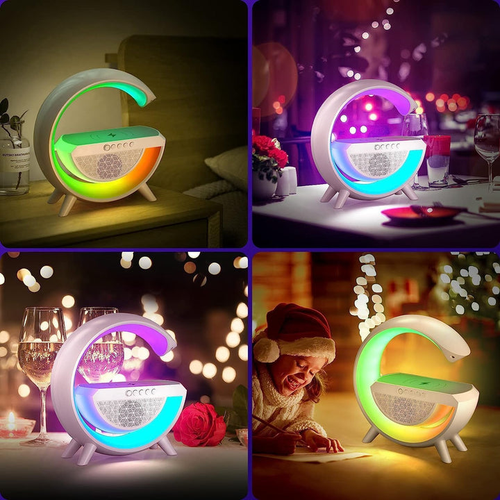 G Speaker Lamp - APP Control 3-in-1 Bluetooth Speaker with Wireless Charging, RGB Light, Sunrise Alarm Clock for Bedroom - Kalesh Monk
