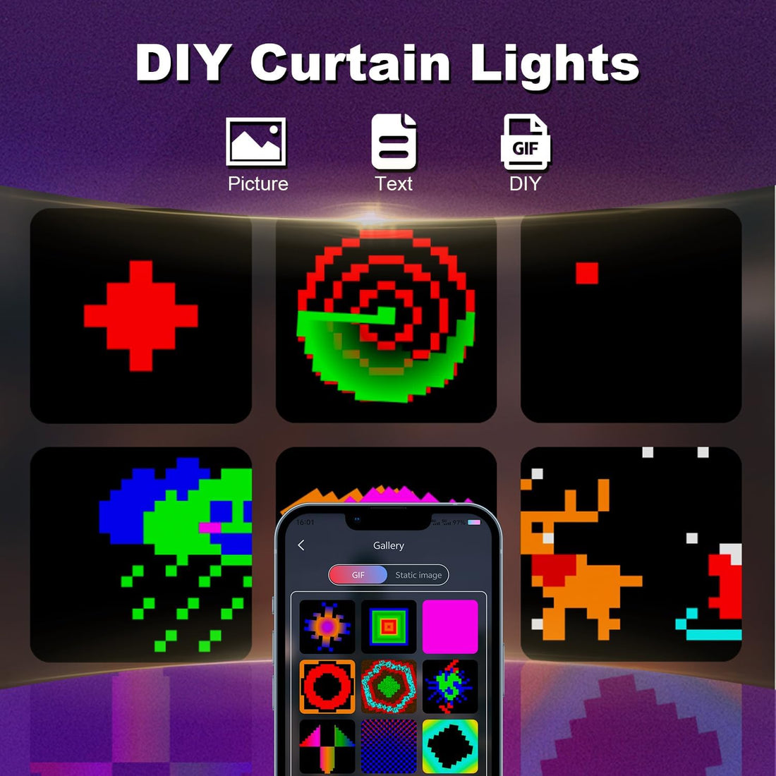 400 LED Programmable Smart String Lights for Indoor and Outdoor with Remote Control and App Control, Text Patterns, Common RGB Color Changing Screen - Kalesh Monk