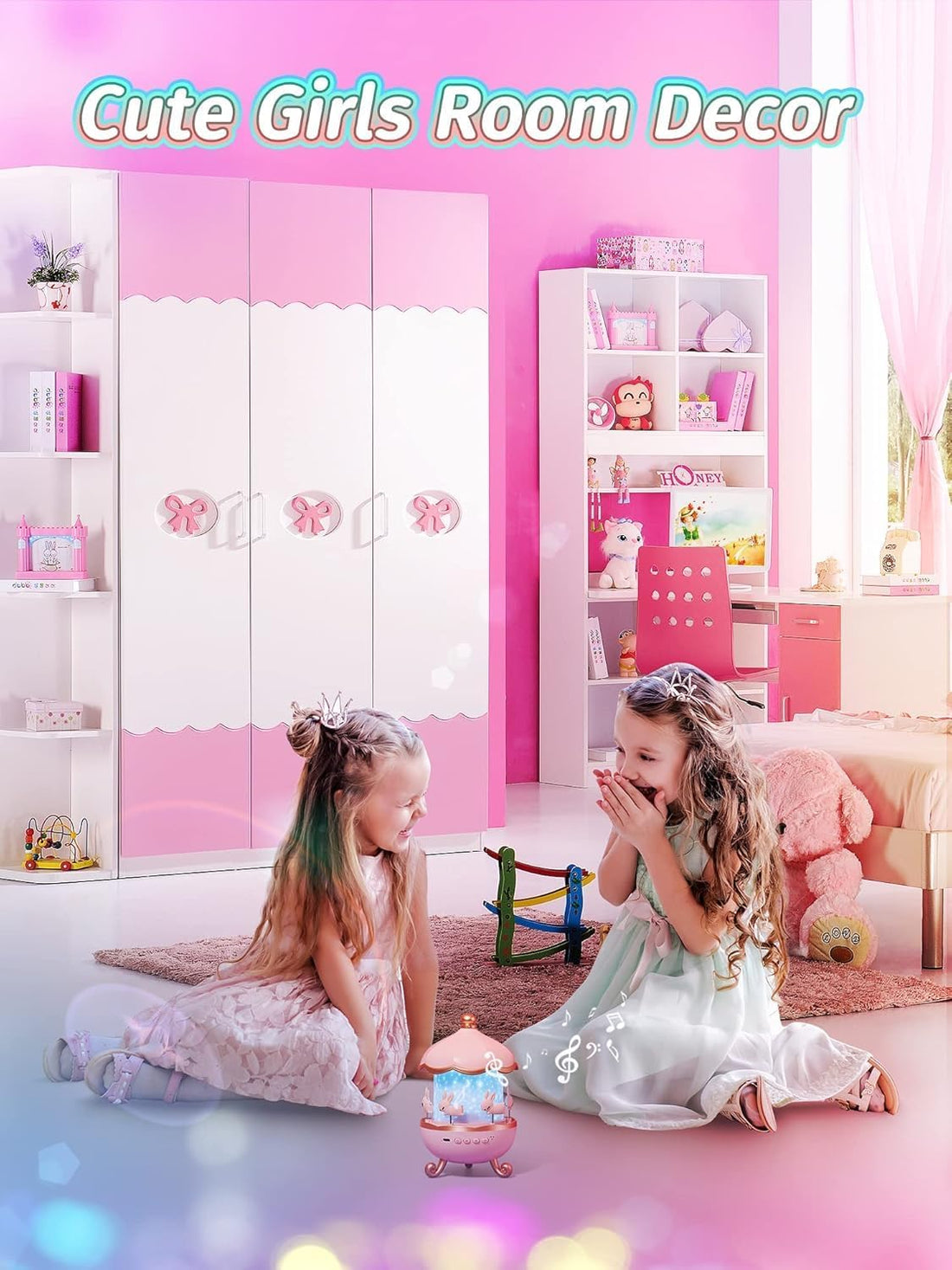 Bunny Night Light Cabin Projector Lamp 360° Rotatable LED Night Lamp for Kids Room Decor, Kids Night Lights for Girls Bedroom Film Shade, Star Projector, USB Powered Birthday Gift for Kids