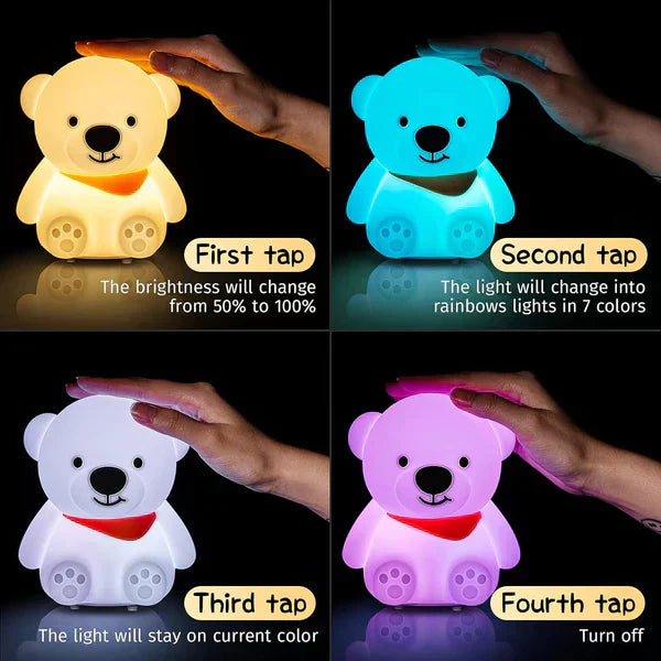 Bear Night Light for Kids,16 Colour Changing Baby Night Light - Kalesh Monk