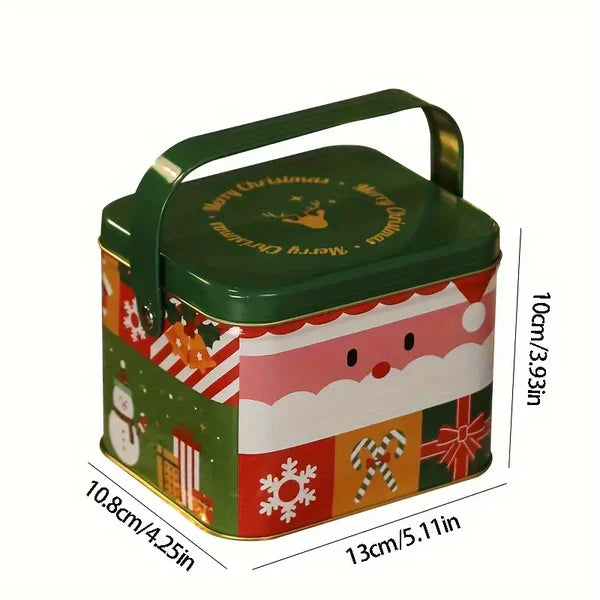 Santa Claus Christmas Candy Box with Handle Cookies Biscuit Case for Candy Cookies Gifts (PACK OF 1)