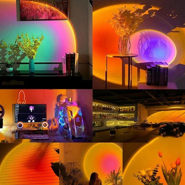 Sunset Lamp Projection Lamp Night Light, 360 Degree Rotation Romantic 16 Colors Changing Night Light With Remote For Adults, Photography, Vlog, Selfie, Party, reels etc. - Kalesh Monk