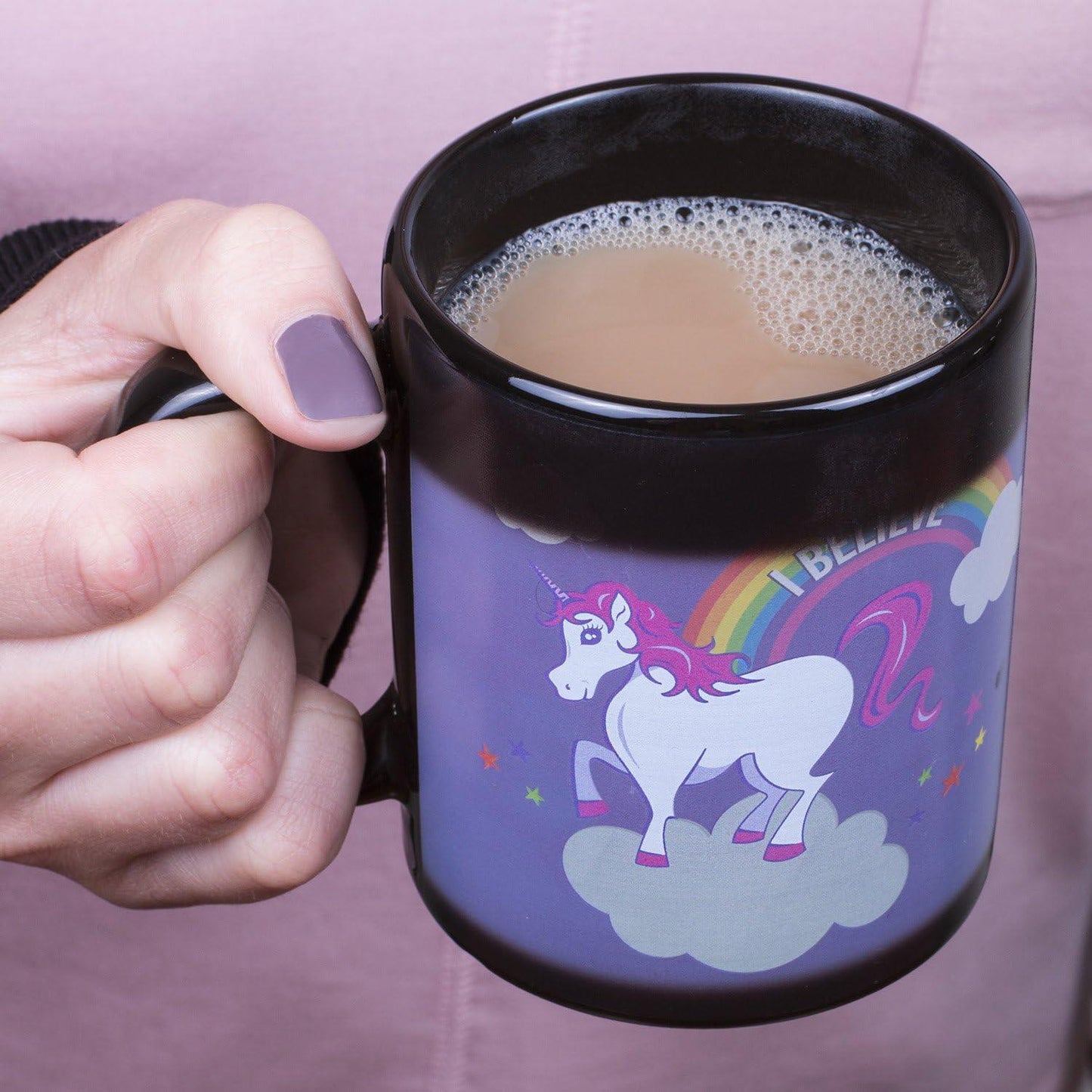 50 Fifty 10.5 x 10.5 x 10.5 cm Ceramic Unicorn Heat Color-Change Mug, Black