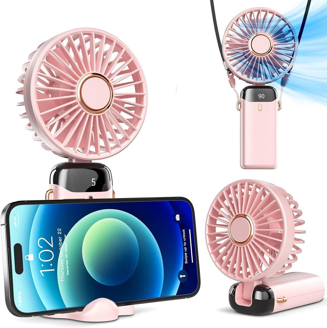 Portable Handheld Fan – Foldable, Rechargeable & USB-Powered Cooling Fan with LED Display - Kalesh Monk