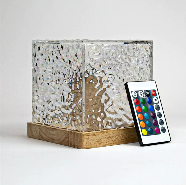 Dynamic Rotating Water Ripple Night Light, Color Changing Crystal Lamp with Remote - Kalesh Monk