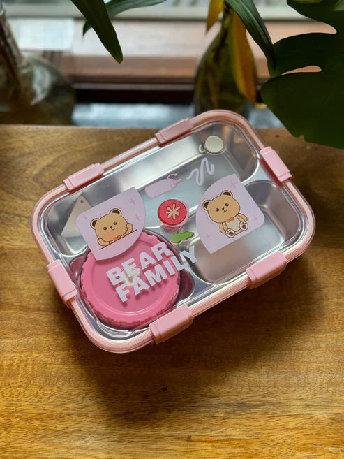 Bear Family Bento Stainless Steel lunch box - Kalesh Monk