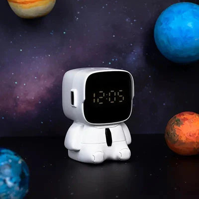 Astronaut Cute Emotions Digital Alarm Clock, Kids LED Electronic Clock Snooze Mode, Loud Volume Timer Clock For Children - Kalesh Monk