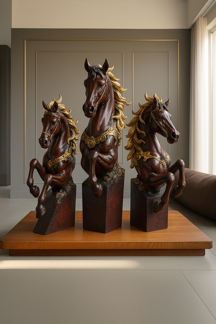 ROYAL ENCHANTED GOLDEN MANE HORSE SETS OF 3