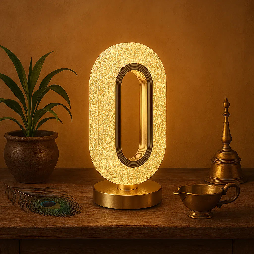 Oval Crystal Stand Night Lamp | LED Touch Night Lamp | Decorative for Desk and Table - Kalesh Monk