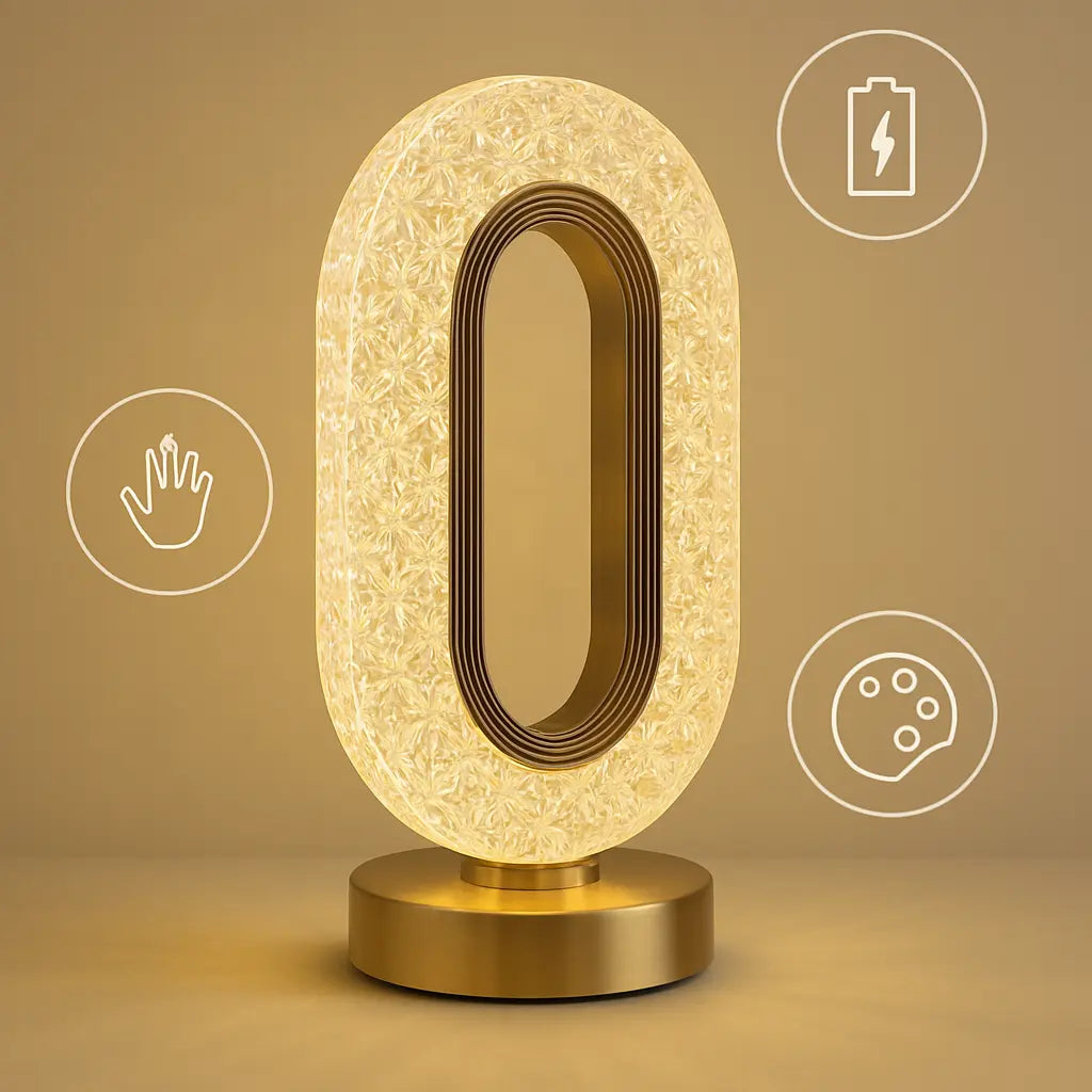 Oval Crystal Stand Night Lamp | LED Touch Night Lamp | Decorative for Desk and Table - Kalesh Monk