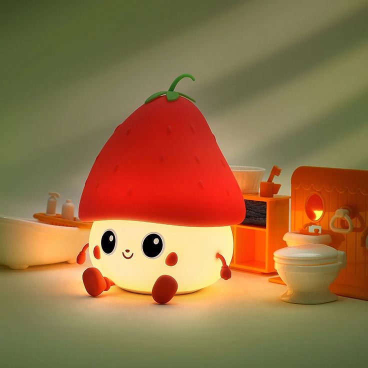 Silicone Strawberry LED Night Light USB Rechargeable Mood Lamp Cute Nightlights Bedroom Lamp For Baby Girl's Gift - Kalesh Monk