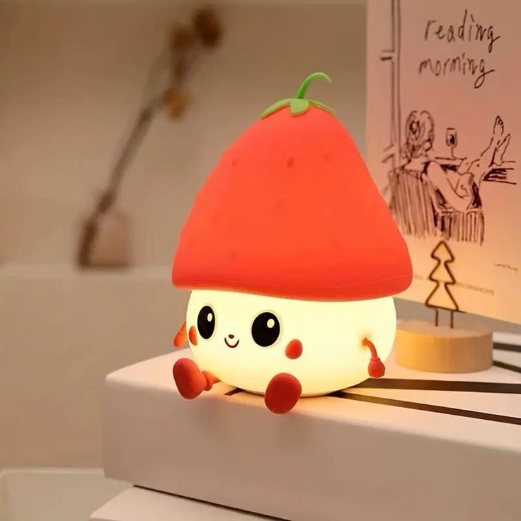Silicone Strawberry LED Night Light USB Rechargeable Mood Lamp Cute Nightlights Bedroom Lamp For Baby Girl's Gift - Kalesh Monk