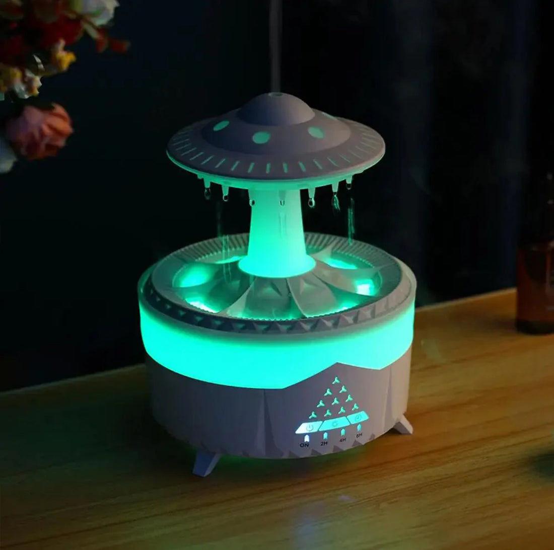 Musical Rain Drops Aroma Diffuser Humidifier for Home (with Inbuilt Soothing Music, Multi-Colour LED, 6 Inches Height, 250ml Tank)