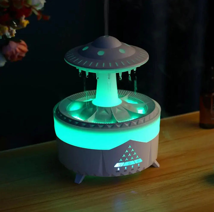 Musical Rain Drops Aroma Diffuser Humidifier for Home (with Inbuilt Soothing Music, Multi-Colour LED, 6 Inches Height, 250ml Tank)
