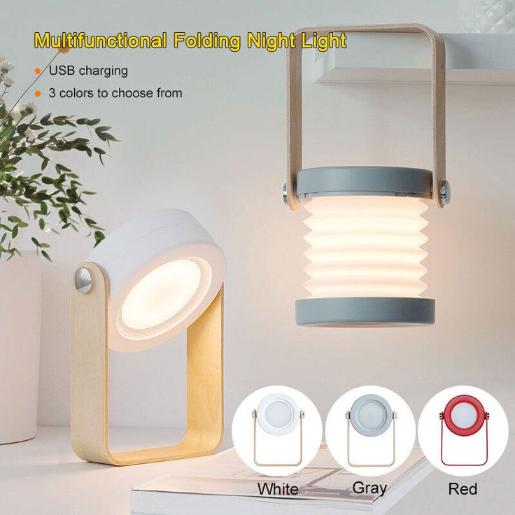 4-in-1 Foldable Table Lamp, USB Rechargeable LED Light, Wooden Handle Portable Lantern Light and Flashlight - Kalesh Monk